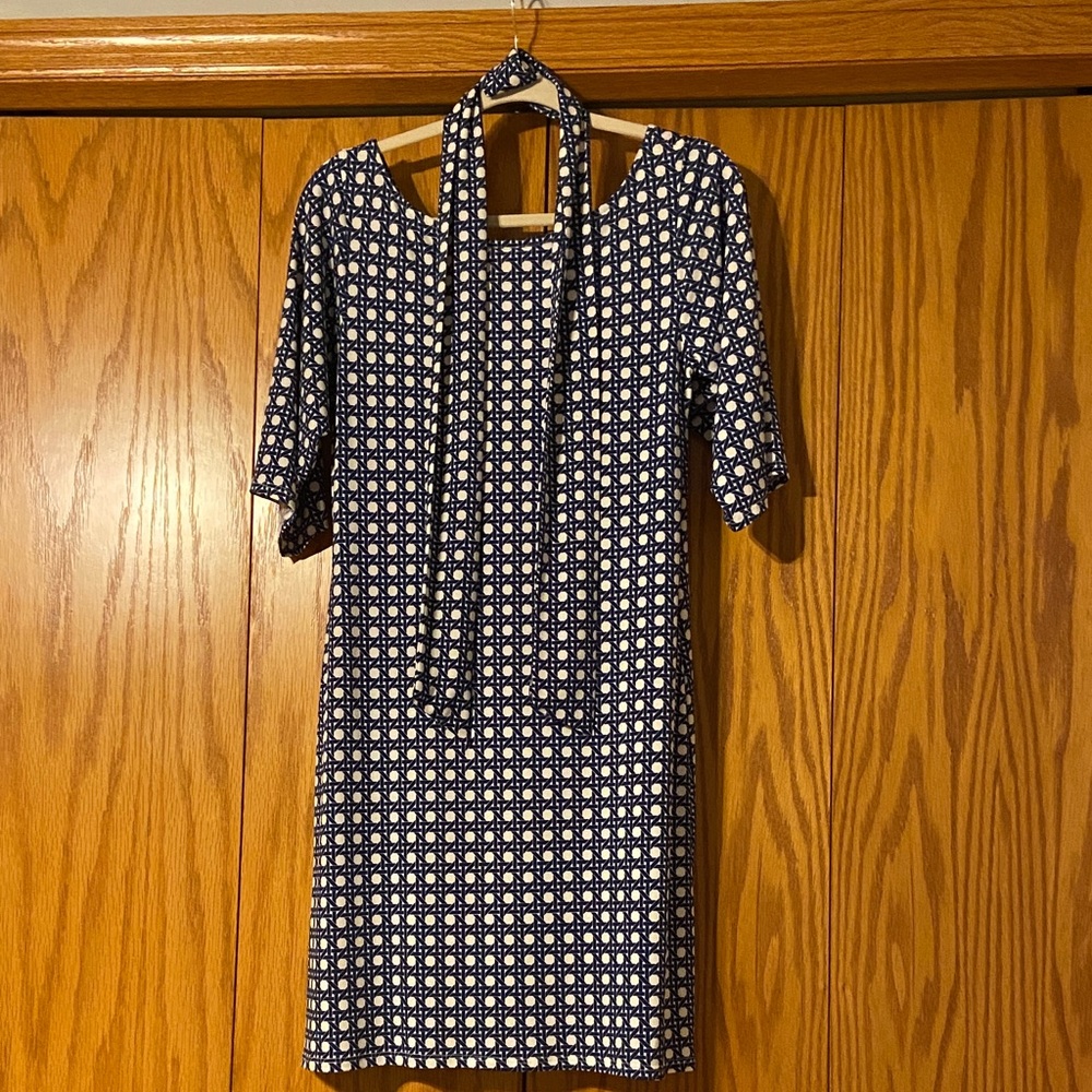 Leota Blue and White Patterned Dress